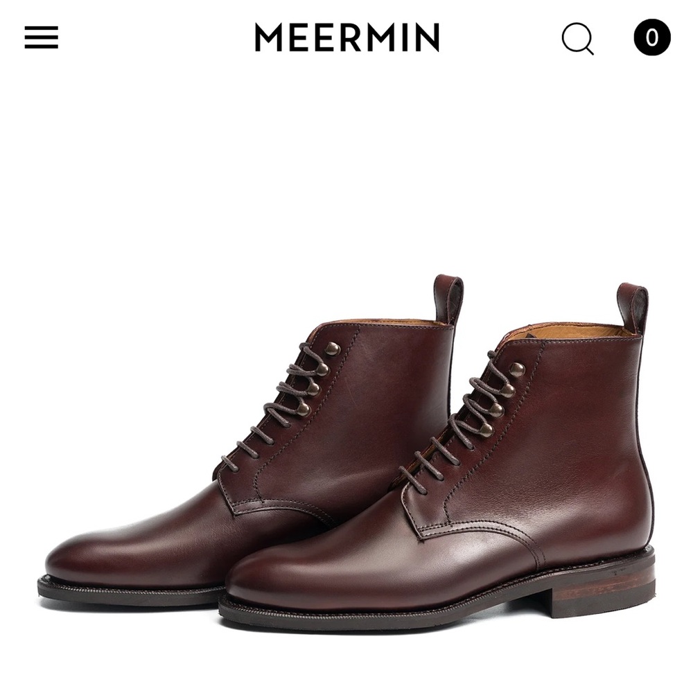 Meermin Lace Up Burgundy Vitello Boots